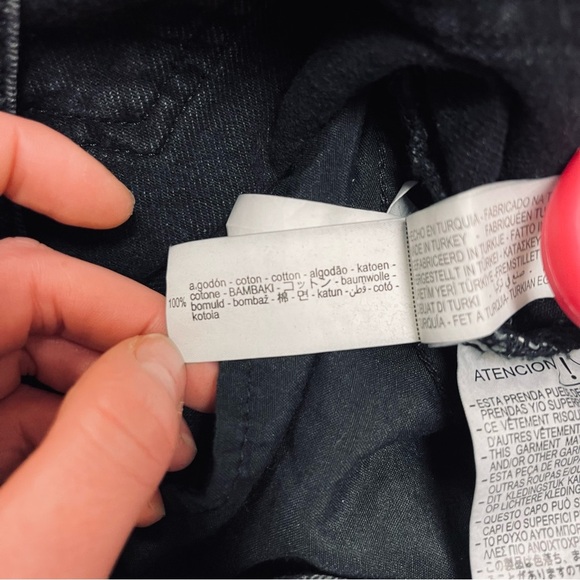 Zara Jeans Women's‎ Size Large Black Wash Denim Wide Leg High Rise Front Tie - Picture 16 of 16